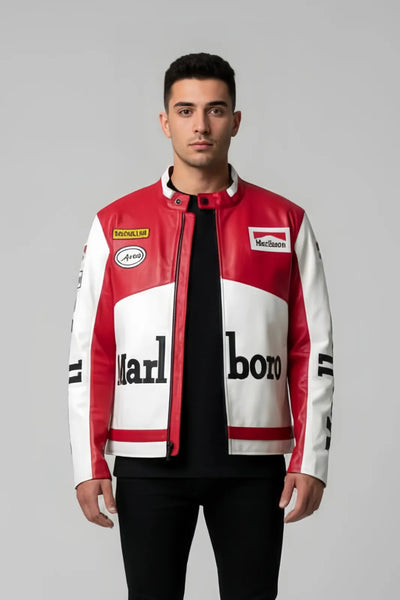 Marlboro Racing Leather Jacket – Premium MotoGP Inspired Design | Urban wear