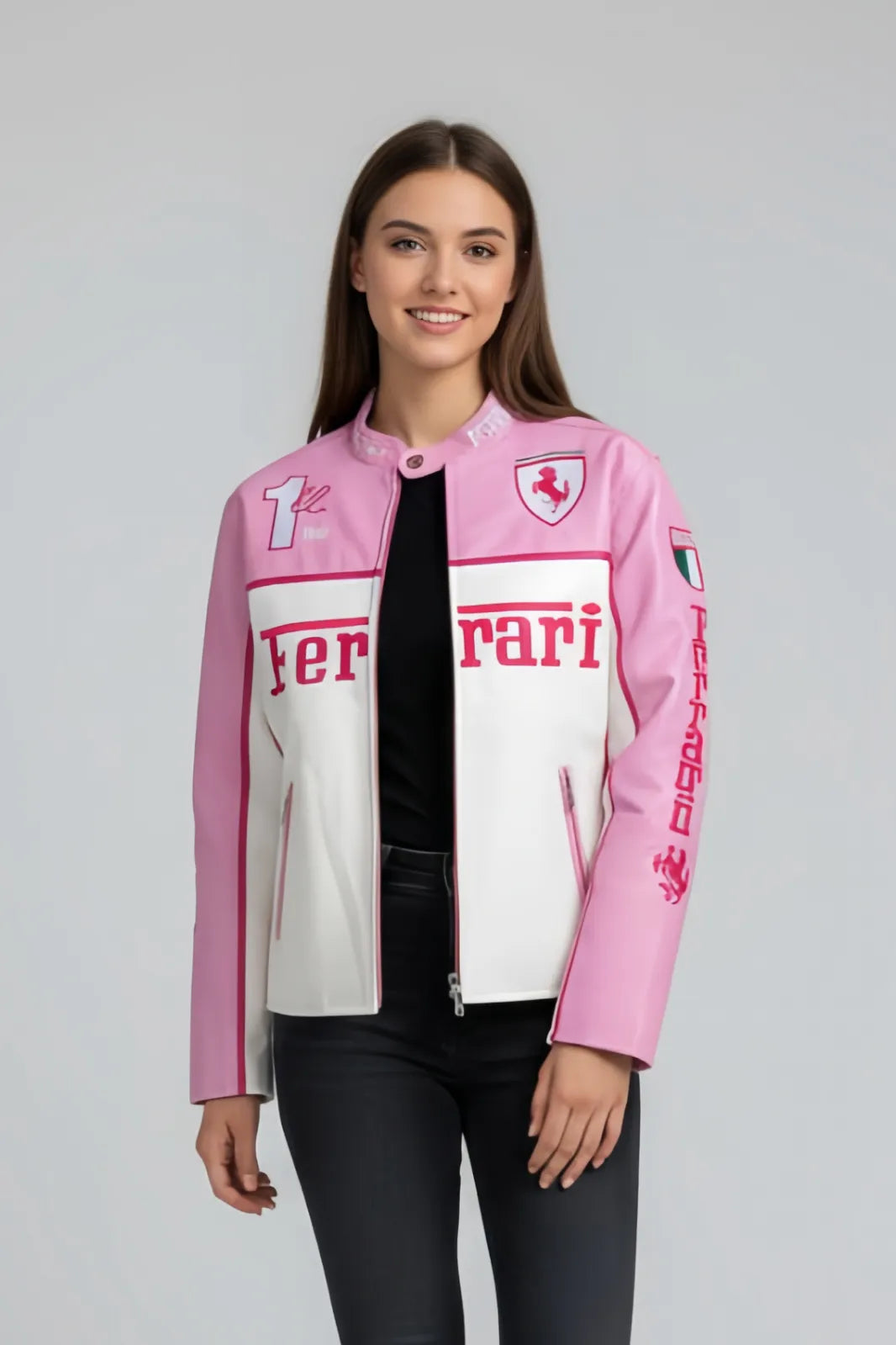 Luxe Pink Ferrari F1 Leather Jacket – by Urban wear