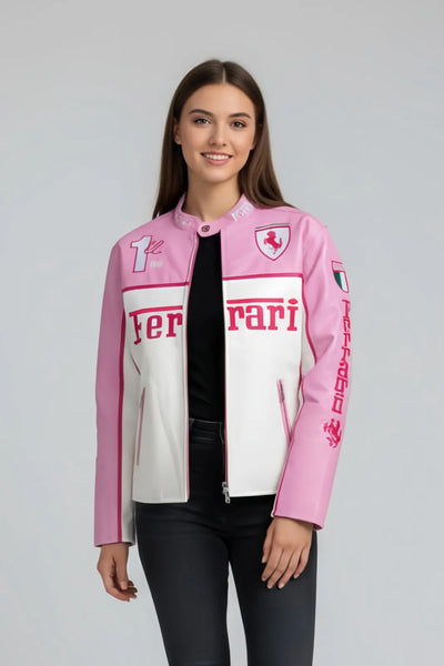 Luxe Pink Ferrari F1 Leather Jacket – by Urban wear