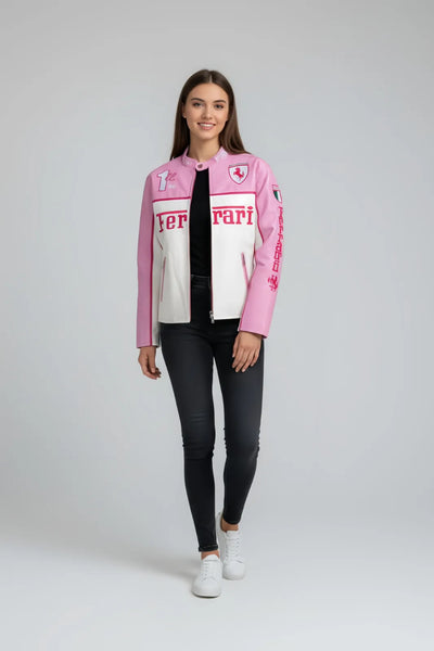 Luxe Pink Ferrari F1 Leather Jacket – by Urban wear