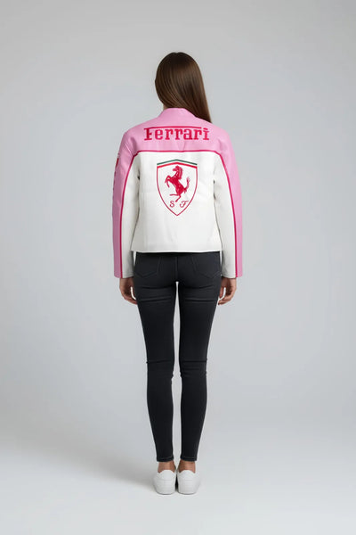 Luxe Pink Ferrari F1 Leather Jacket – by Urban wear