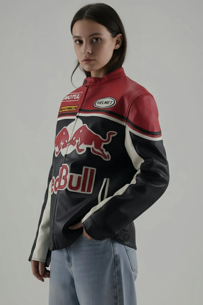 Limited Edition Red Bull Racing Leather Jacket – Premium F1 Look | URBAN WEAR
